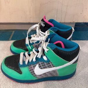 Nike Women’s Dunk High 6.0 'Neon Green Pink' Multicolor High-Top Sneakers 7.5